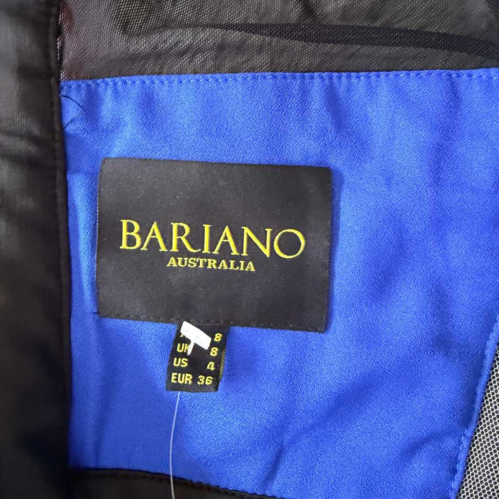Bariano Australia Blue Black Polyester Mesh Colorblock Maxi Gown Sz 8 Formal - Image 5