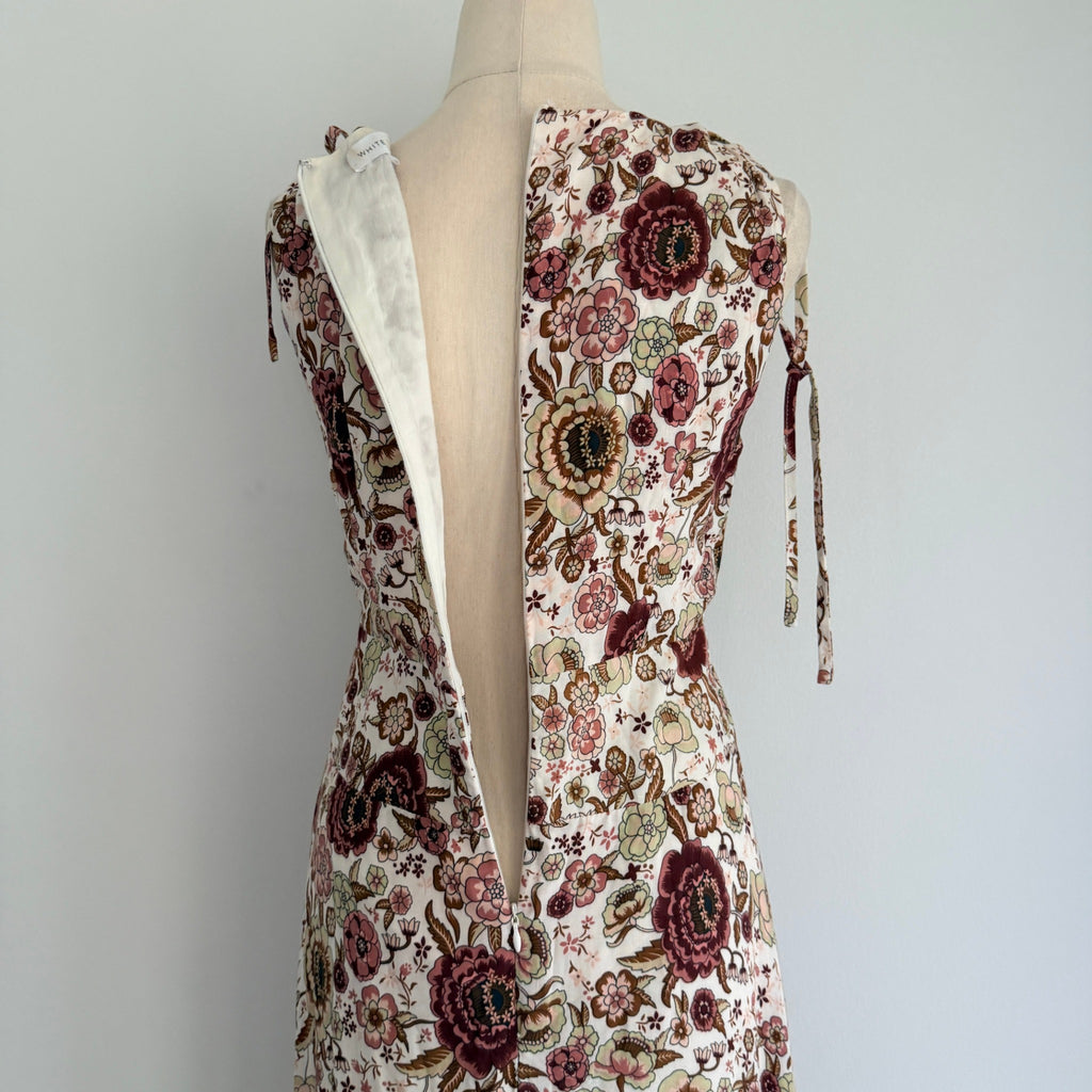 White Closet Womens Sz 8 Rayon Floral Maxi Dress Tie Shoulder Boho Summer - Image 4