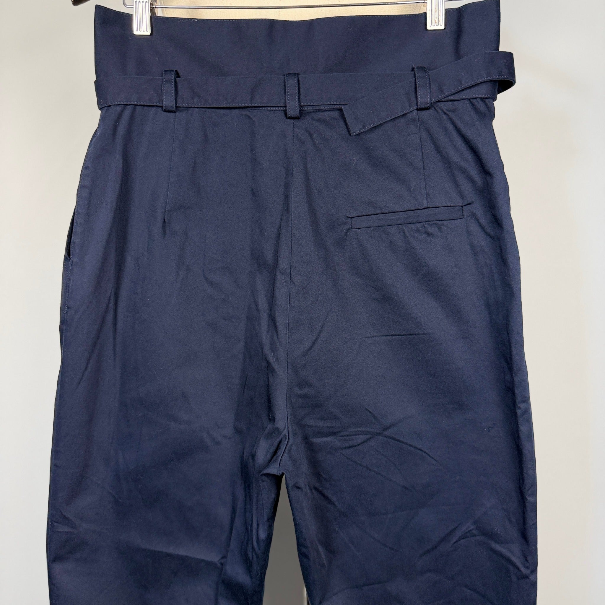 Scanlan Theodore Navy Belted High Waist Tapered Pants Sz 12 Cotton Blend - Image 4