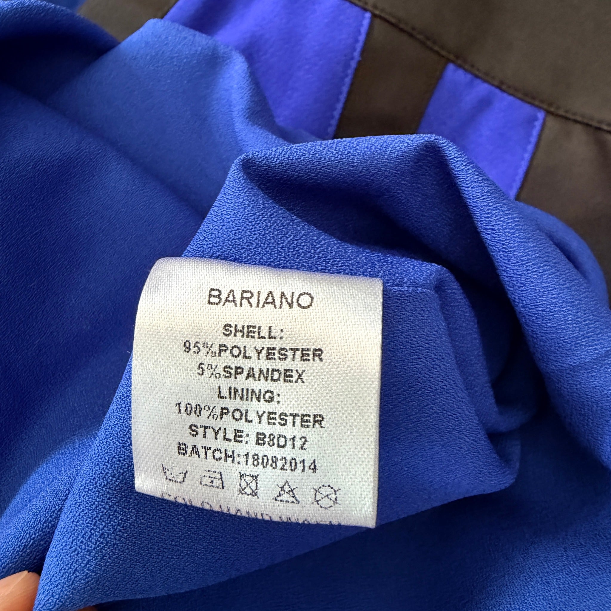 Bariano Australia Blue Black Polyester Mesh Colorblock Maxi Gown Sz 8 Formal - Image 6