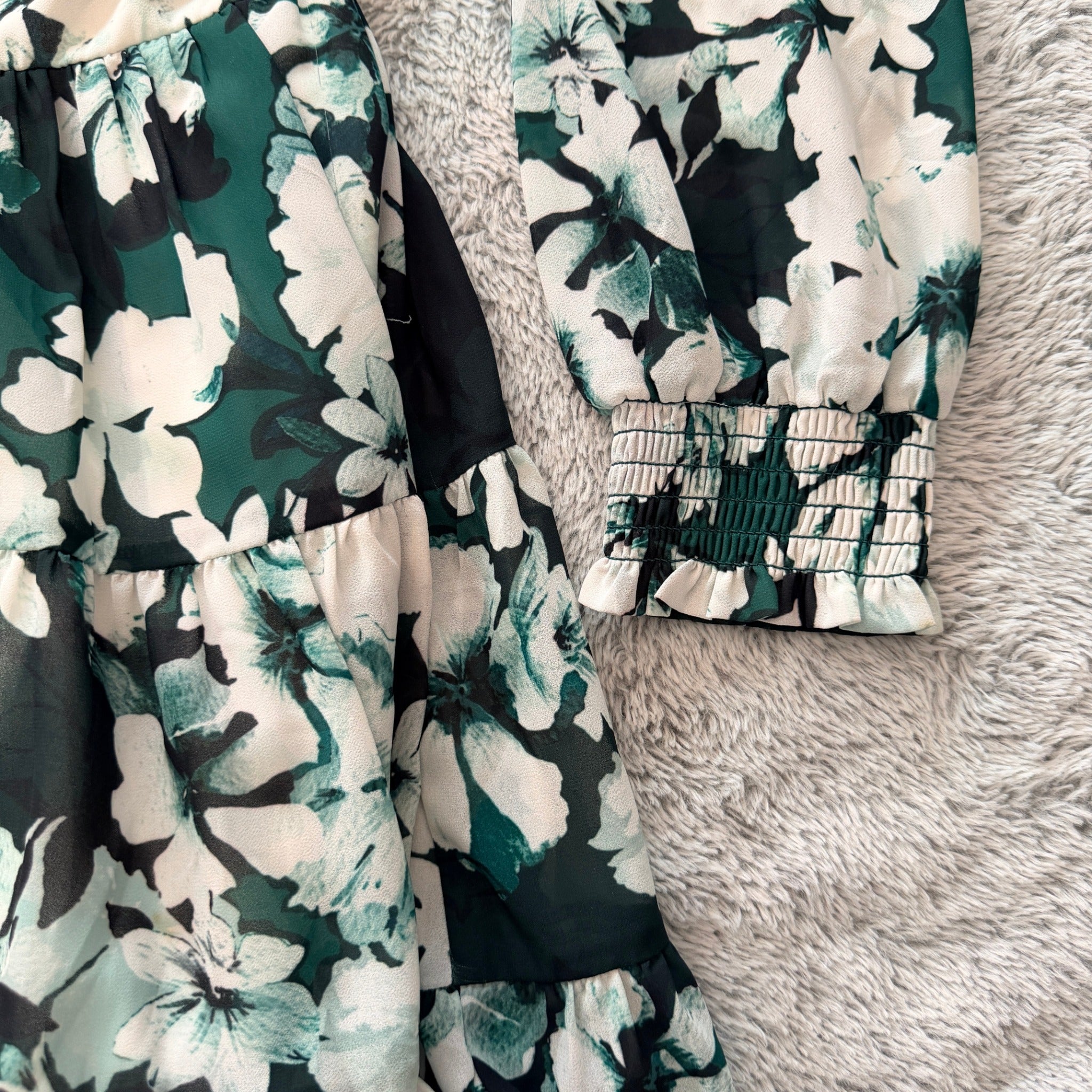 Dotti Floral Tiered Mini Dress - Green & White Size 10 - Image 22