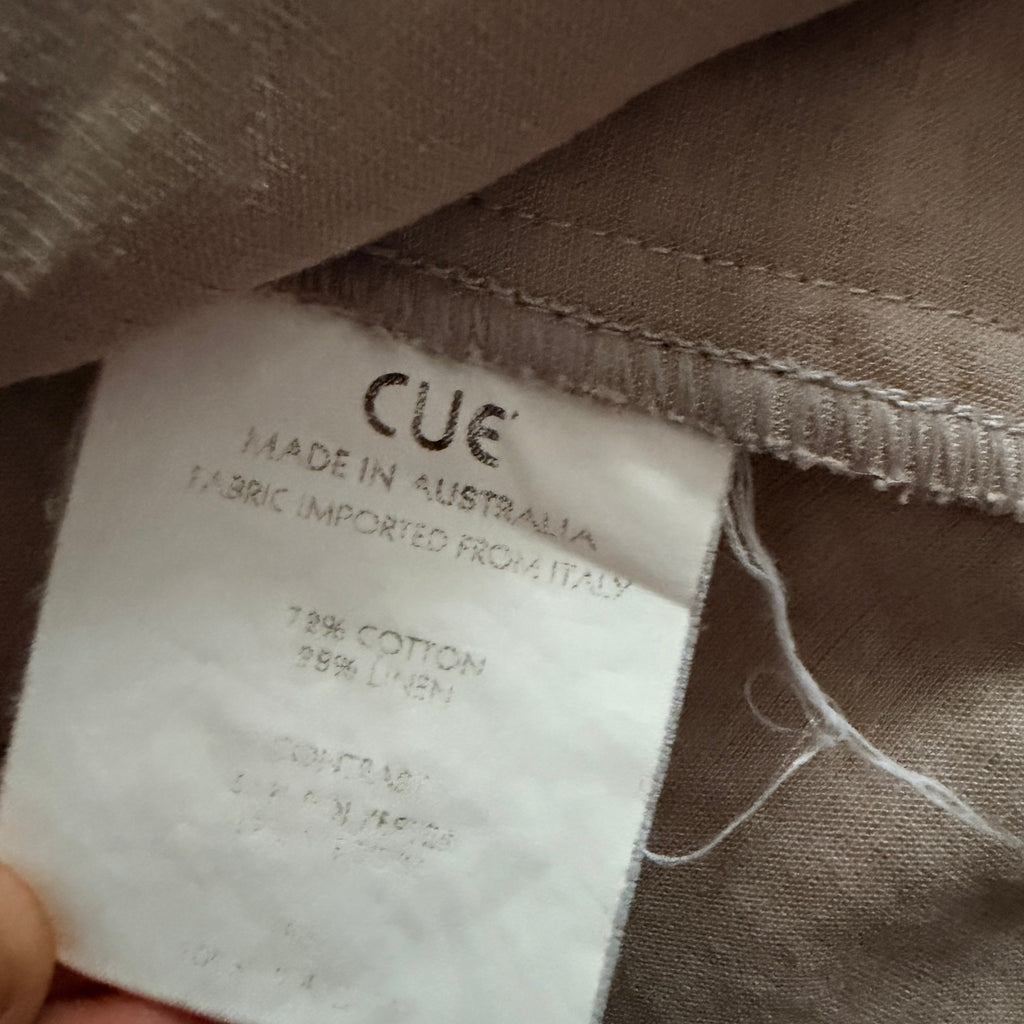 Cue Short Trench Coat  Size 10 Beige Cotton Linen Double Breasted Made Australia - Image 23