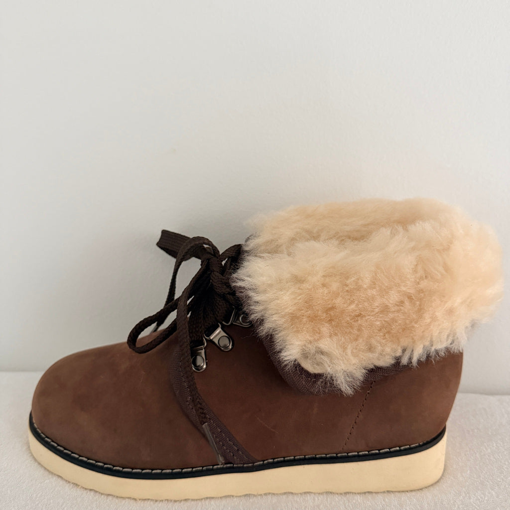 Ugg Boots Of Australia Lace-Up Boots Genuine Sheepskin Lined Brown Suede Sz 5 - Image 21