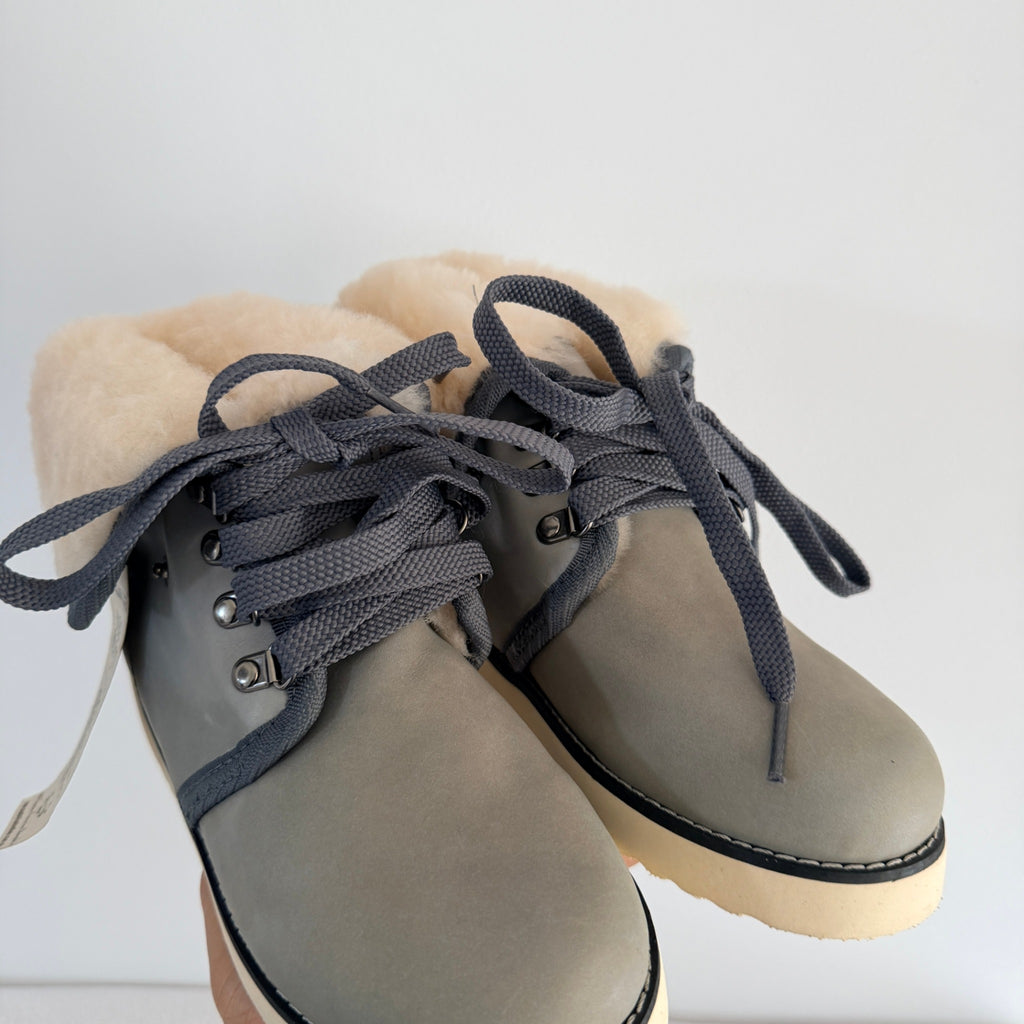 UGG Boots of Australia Lace-Up Ankle Boots - Genuine Sheepskin Shearling Lined Grey - Image 23