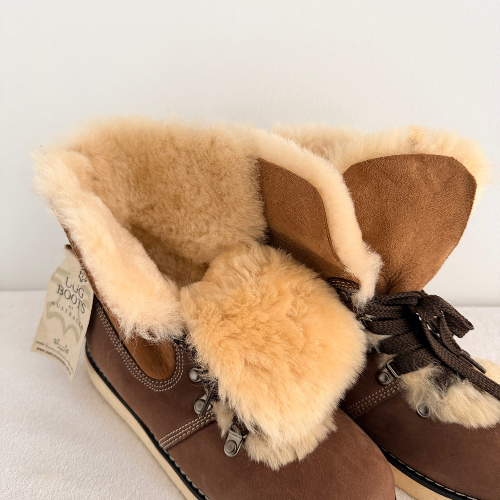 Ugg Boots Of Australia Lace-Up Boots Genuine Sheepskin Lined Brown Suede EU 36 - Image 2