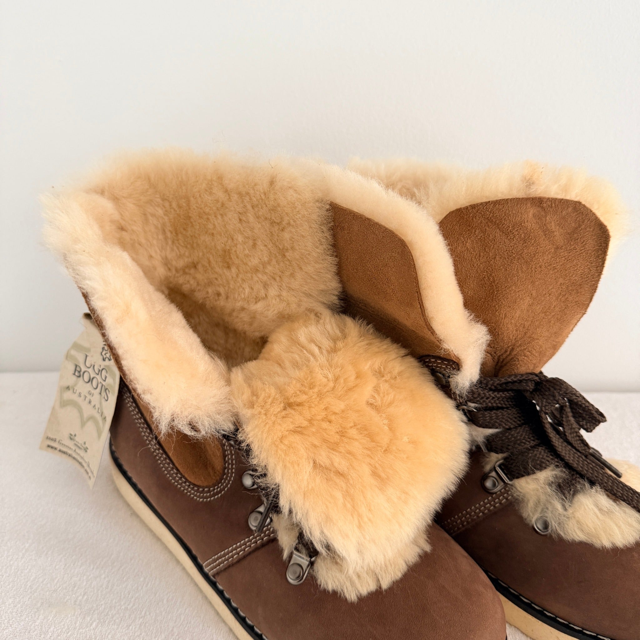 Ugg Boots Of Australia Lace-Up Boots Genuine Sheepskin Lined Brown Suede EU 36 - Image 2