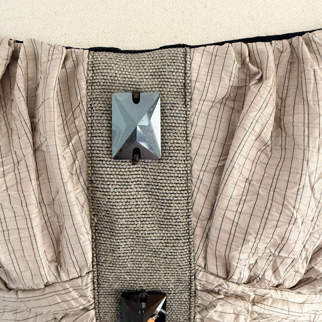 Manning Cartell Beige Polyester Strapless Dress Sz 12 Swarovski Crystal Party - Image 6