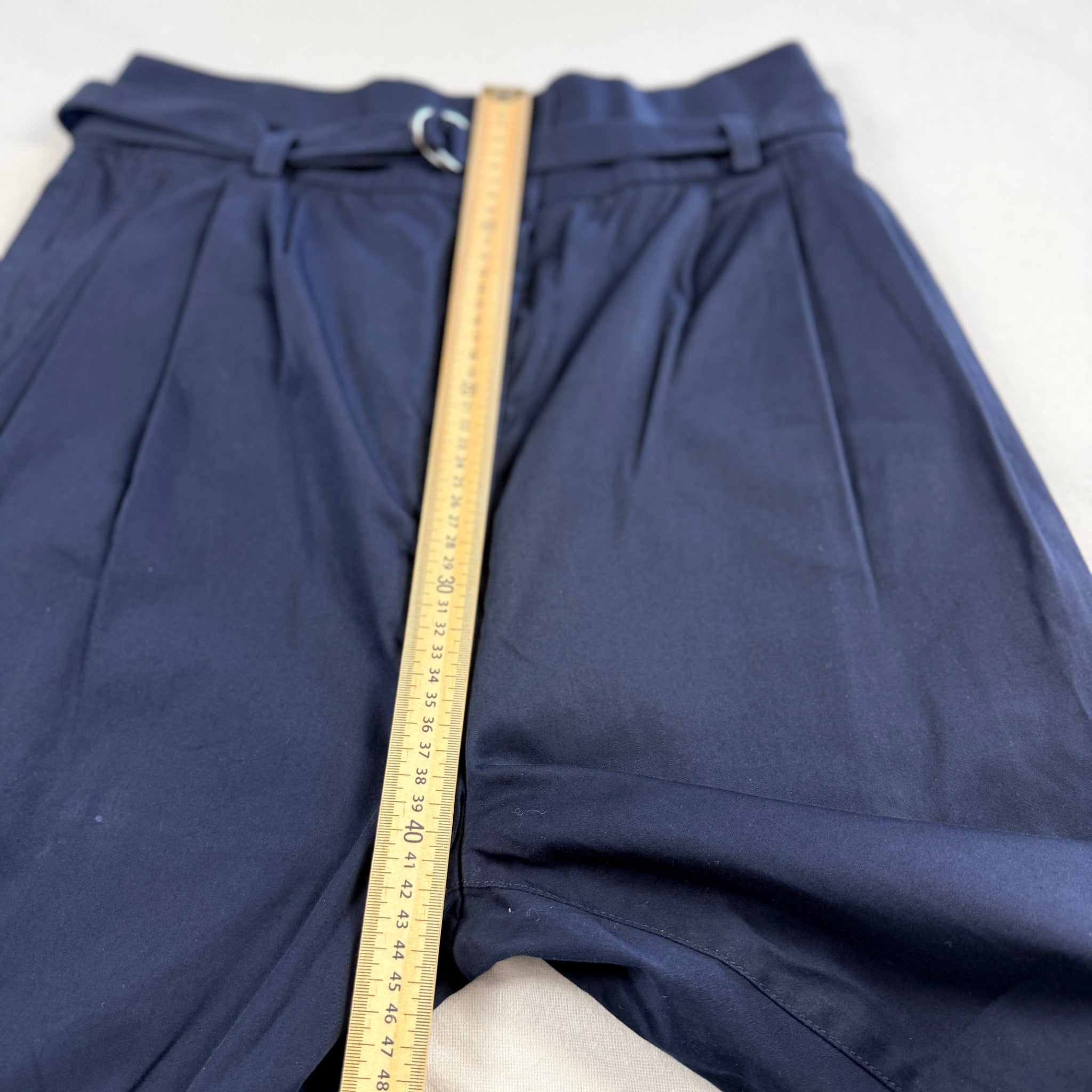 Scanlan Theodore Navy Belted High Waist Tapered Pants Sz 12 Cotton Blend - Image 11