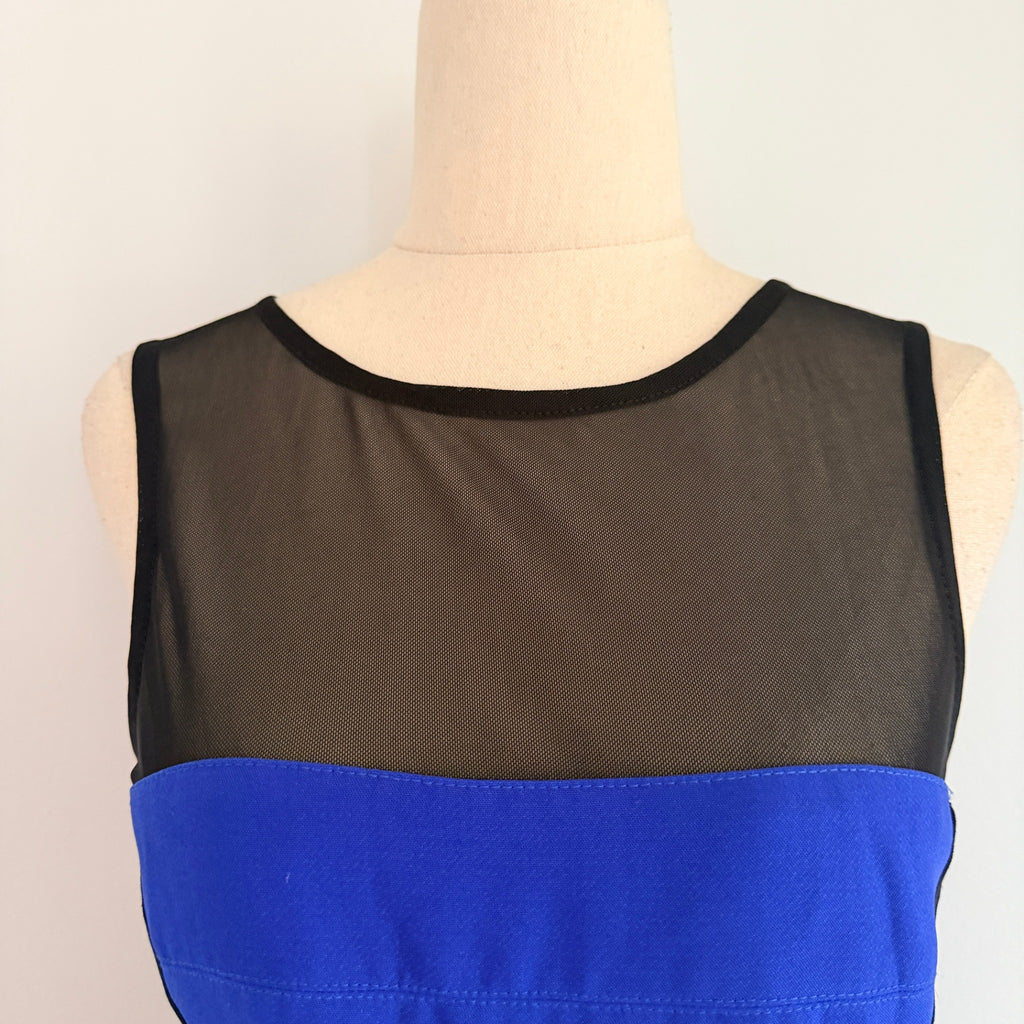 Bariano Australia Blue Black Polyester Mesh Colorblock Maxi Gown Sz 8 Formal - Image 14