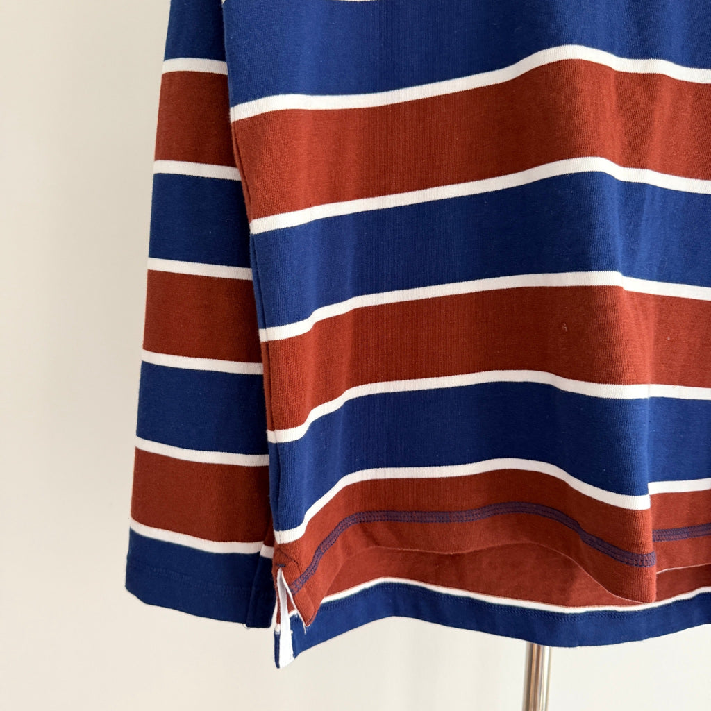 J.C. Lanyon Blue Red White Striped 100% Cotton Rugby Henley Shirt Size S Casual - Image 7
