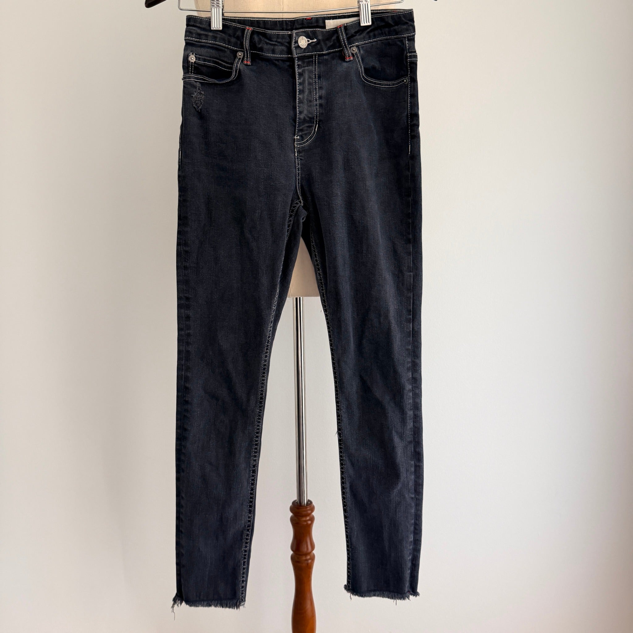 Sass & Bide Dark Wash Denim Jeans High-Rise Raw Hem Detail sz 27 - Image 18