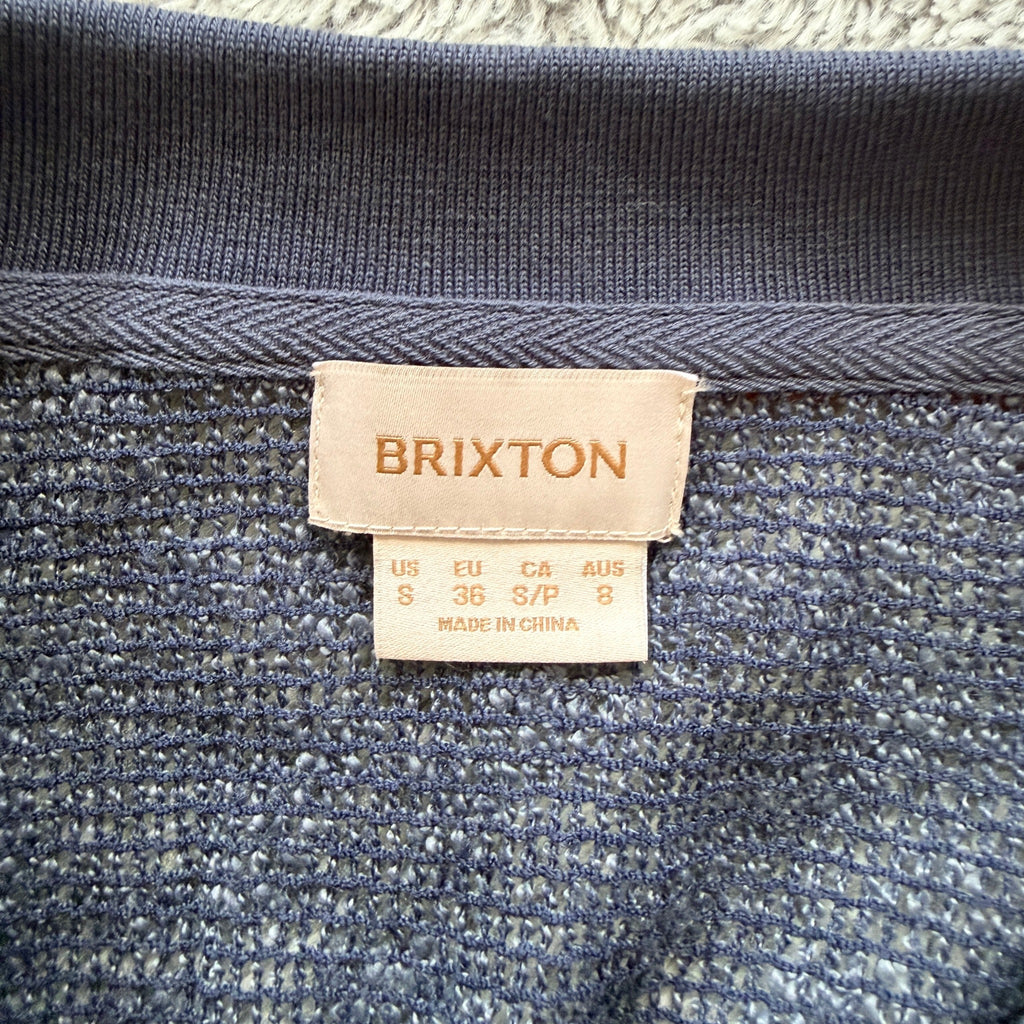 Brixton Womens Size S Navy Sheer Crochet Knit Polo Crop Top BNWOT - Image 7