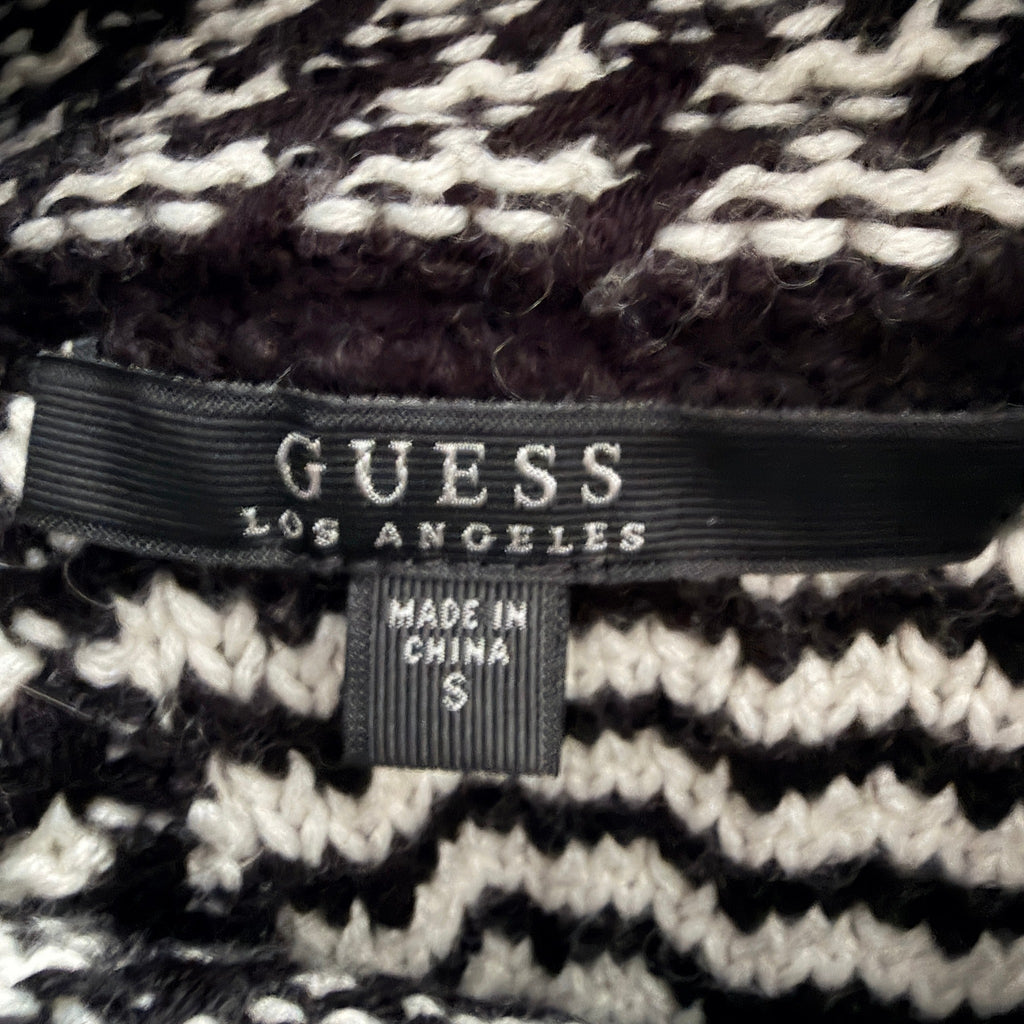 Guess Los Angeles Black White Houndstooth Wool Sweater Sz S Cowl Neck Winter - Image 7