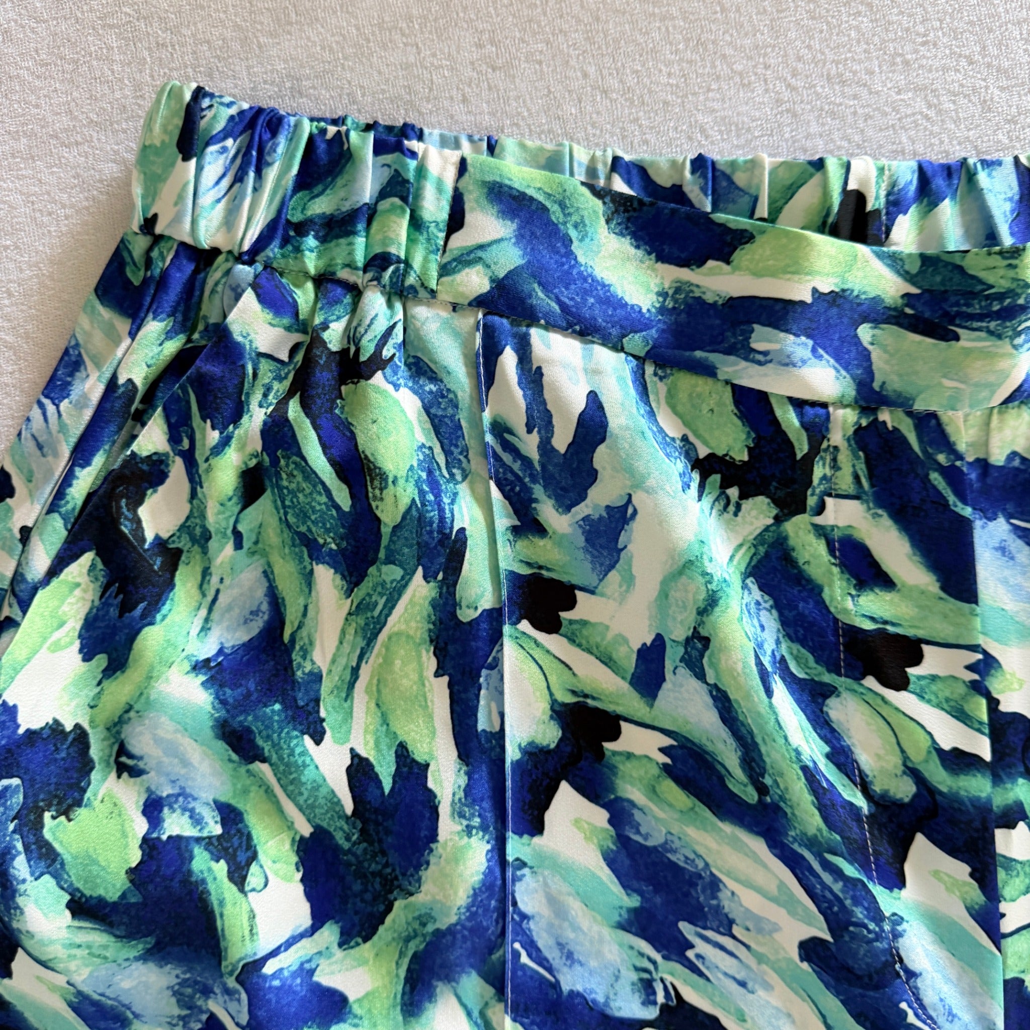 Basque Sz 14 Blue Green Abstract Print Recycled Wide Leg Pants Resort - Image 9