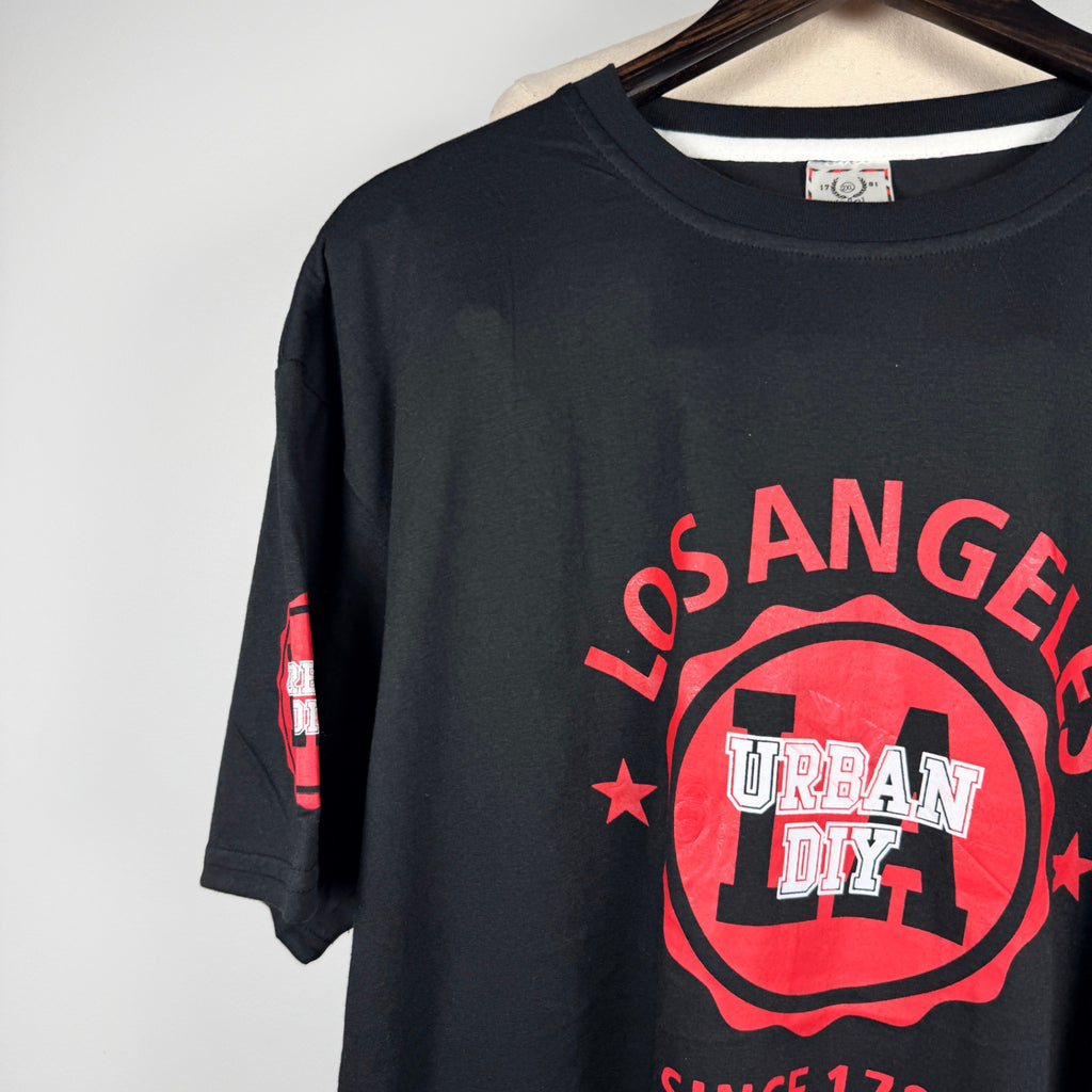 Los Angeles Urban DIY Black Poly Cotton Graphic T-Shirt Size 2XL Streetwear - Image 3