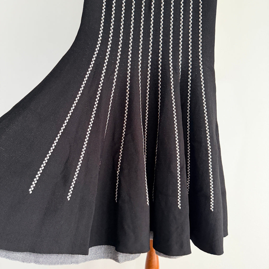 Feathers Womens Black White Striped Knit Sleeveless Fit Flare Dress Size L - Image 6