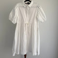Vero Moda White Cotton Midi Dress Puff Sleeve Tie Waist Size M Casual BNWT - Image 1