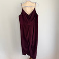 Portmans Signature Midi Dress Burgundy Draped Bodice Wrap Style Size 16 Party - Image 1