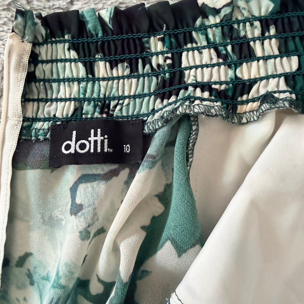 Dotti Floral Tiered Mini Dress - Green & White Size 10 - Image 7
