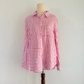 Regatta Sz 12 Red White Mixed Stripe Linen Cotton Button-Up Shirt Casual Resort - Image 1