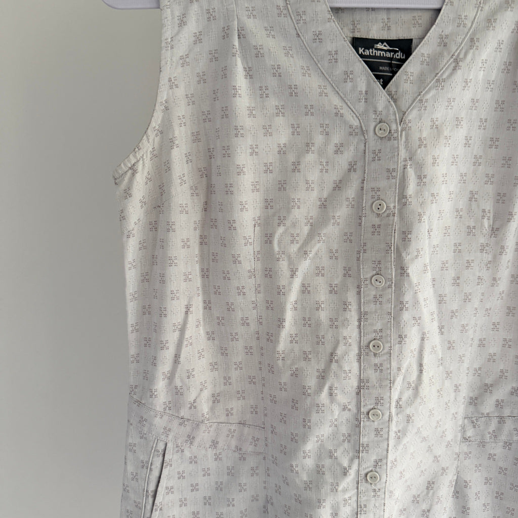 Kathmandu Grey Organic Cotton Sleeveless Button Dress Sz 12 Geometric Casual - Image 6