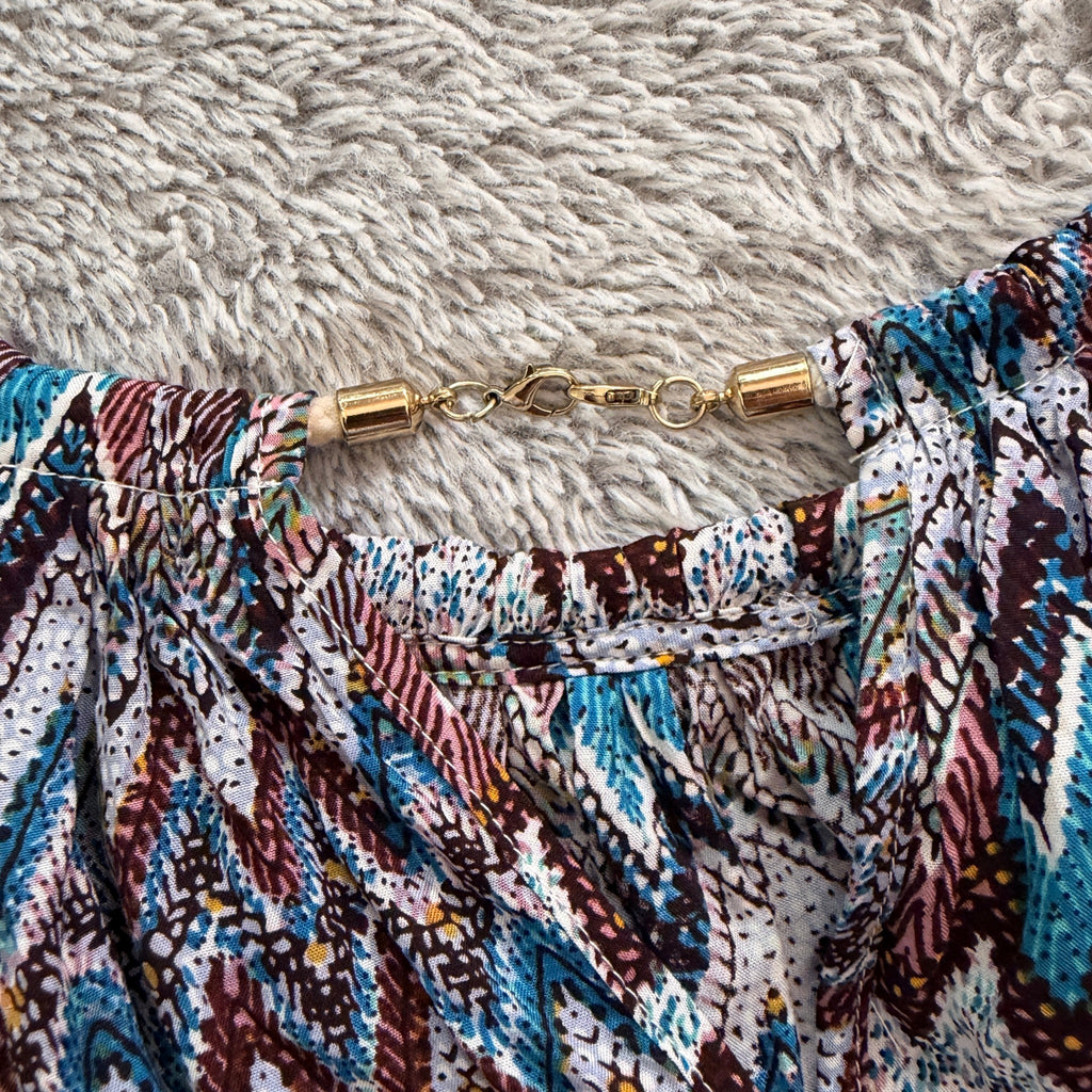 Caroline Morgan Multi Blue Chevron Print Maxi Dress With Gold Hardware - Image 11