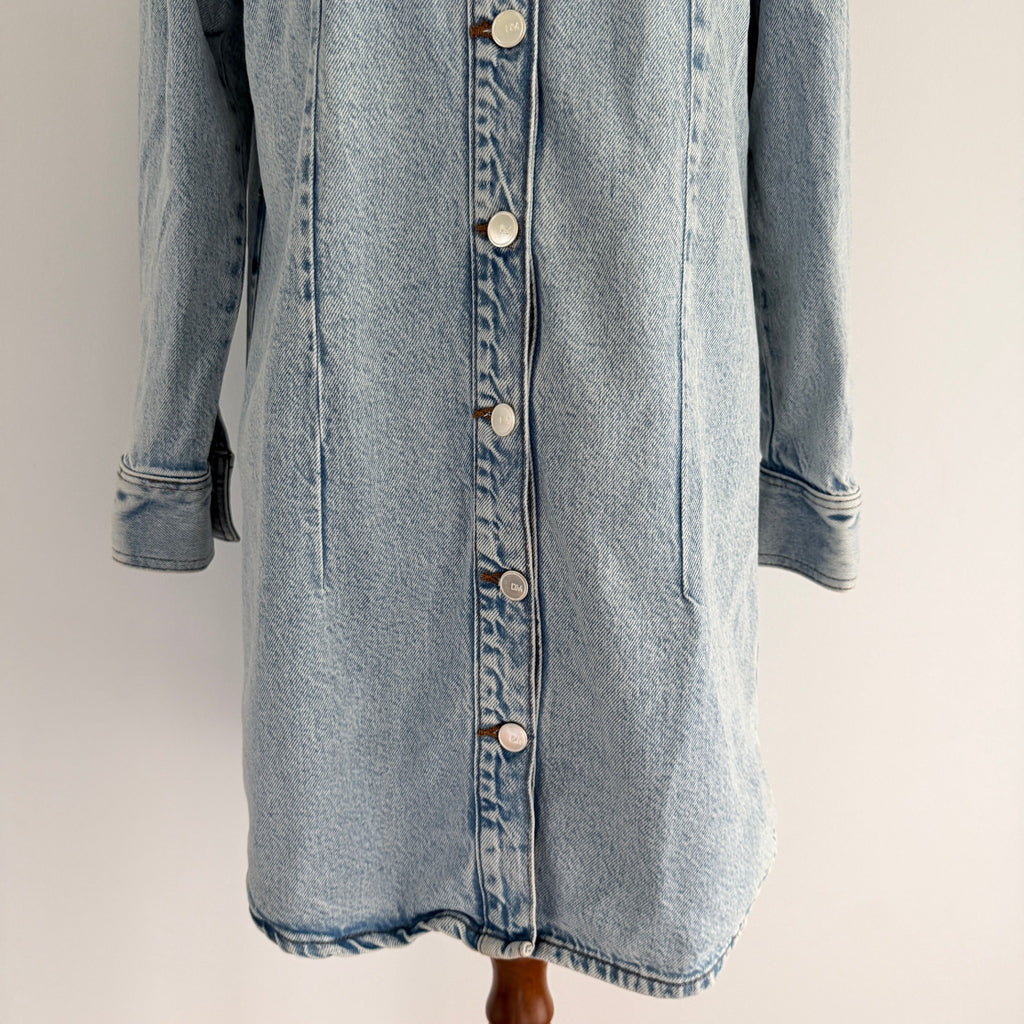 Dannii Minogue Petites Blue Cotton Denim Shirt Dress Size 10P Button Up Casual - Image 5