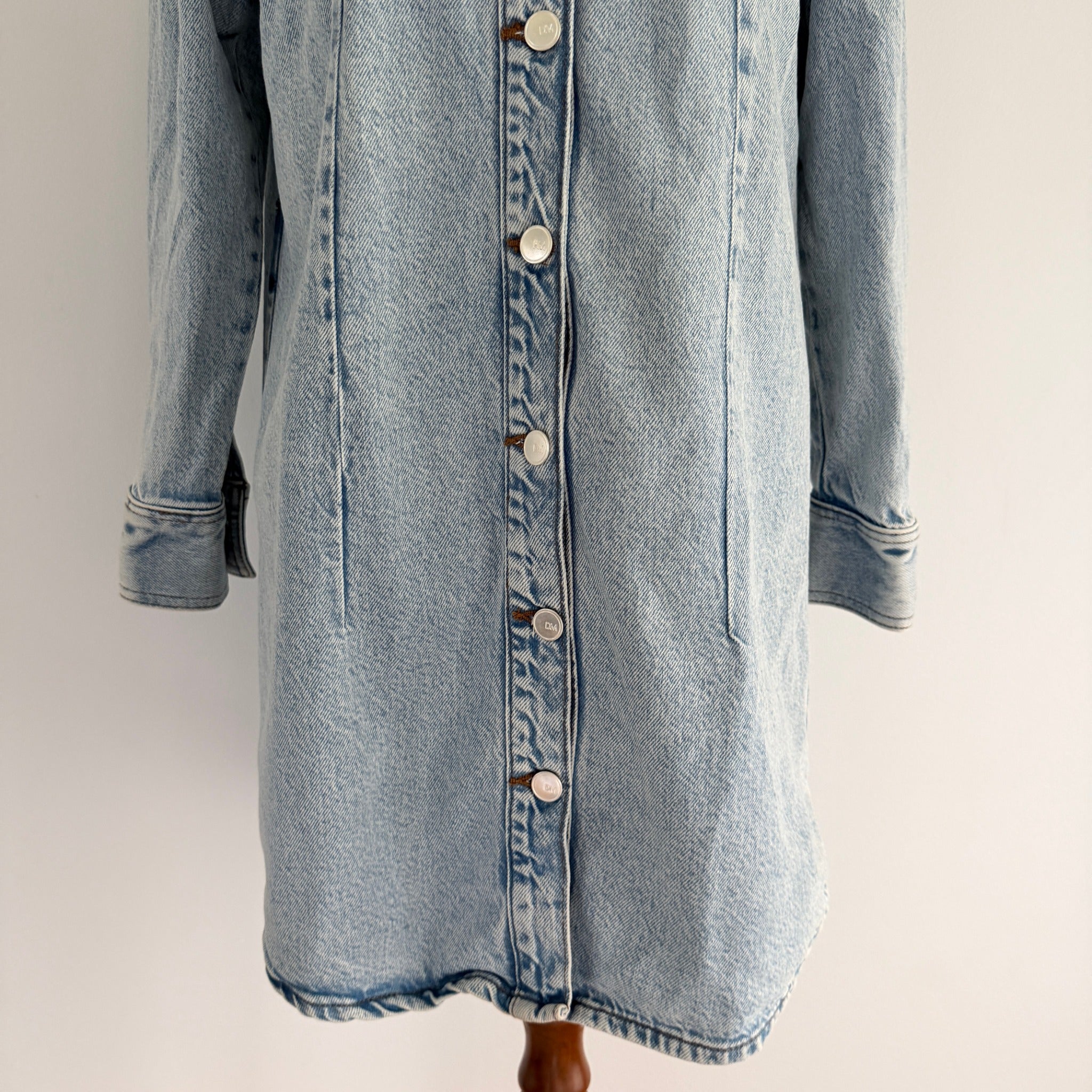 Dannii Minogue Petites Blue Cotton Denim Shirt Dress Size 10P Button Up Casual - Image 5