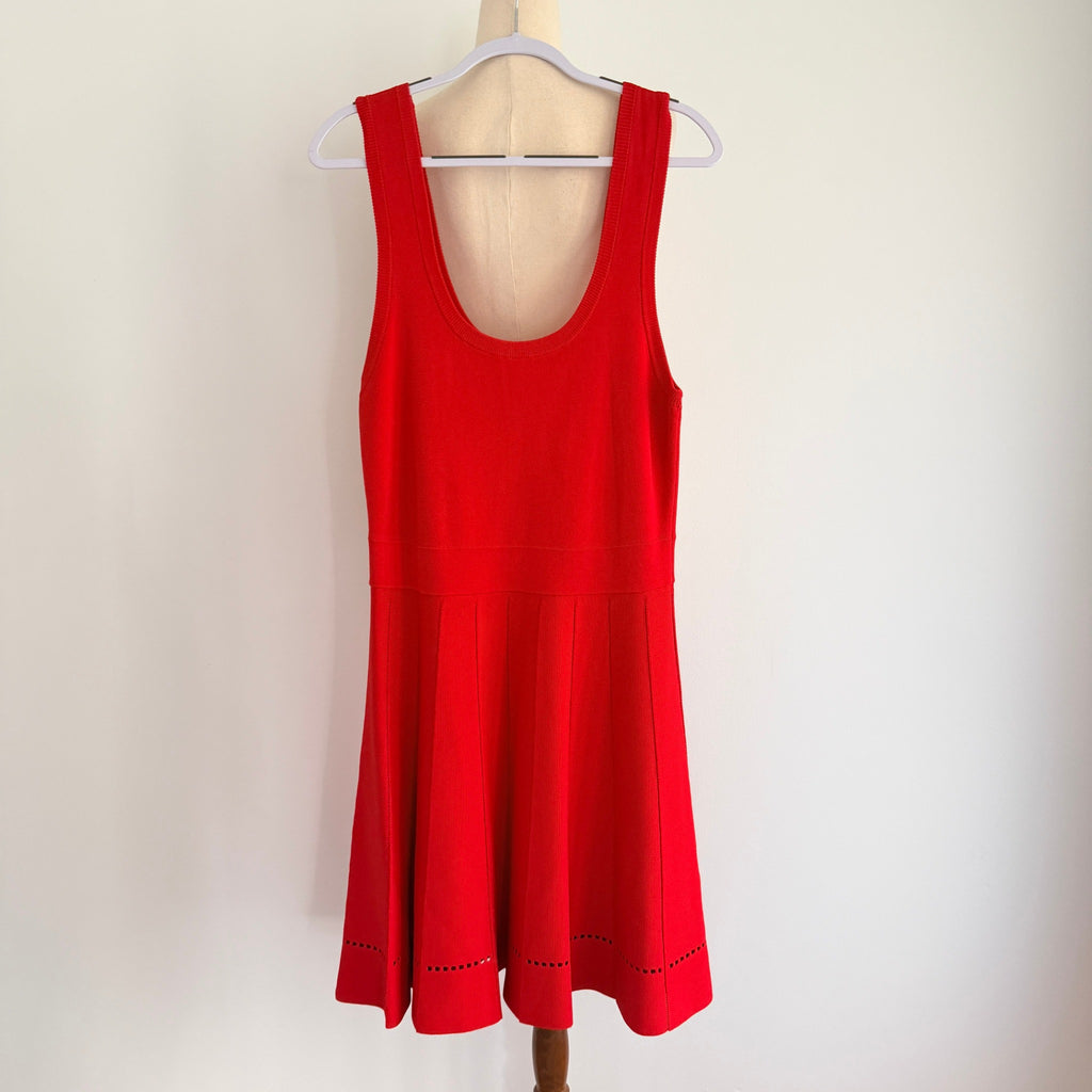 Red Knit Sleeveless Dress Textured Pleated Skirt Size XL NWT Casual - Image 1