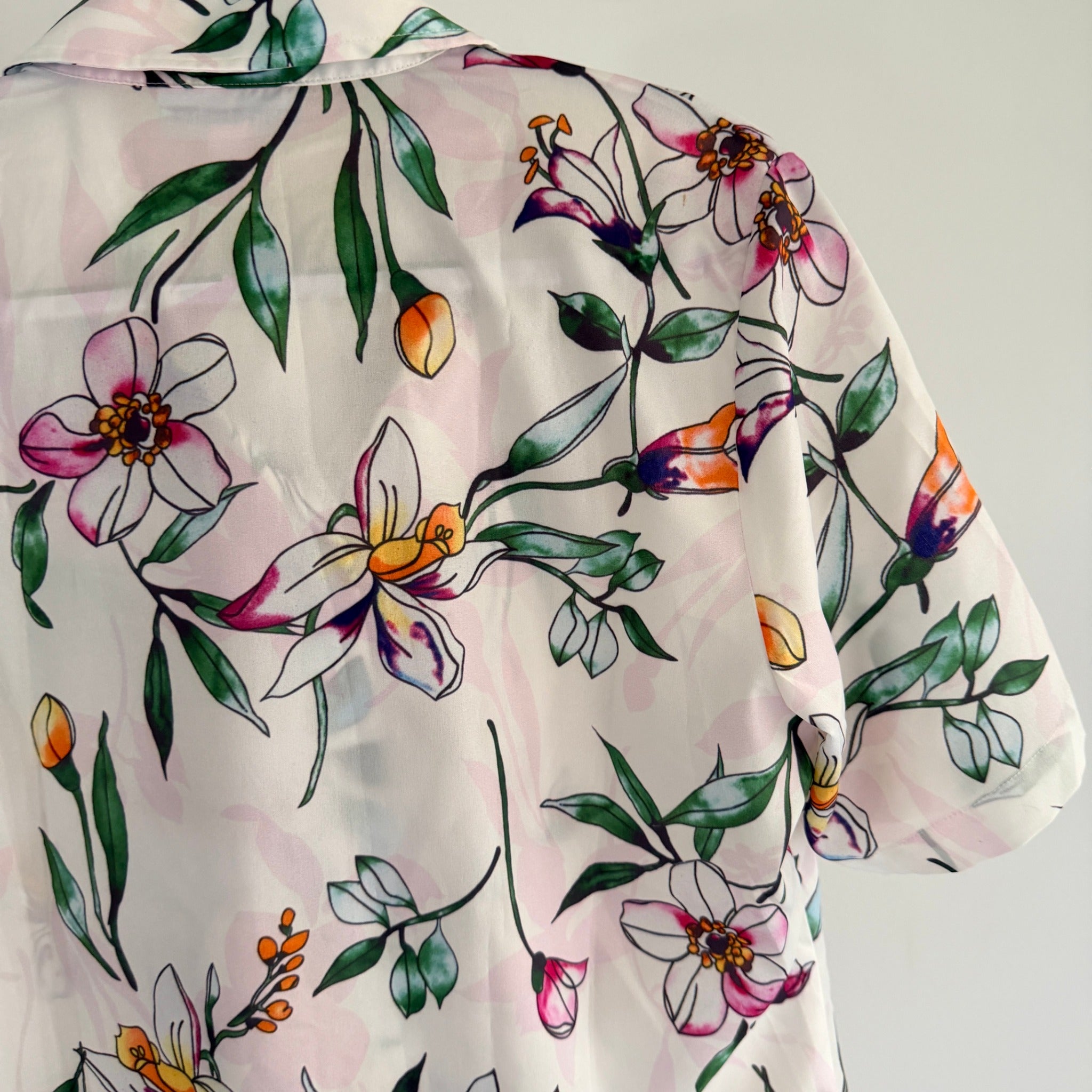 Established Bouquet Blouse White Floral Polyester Top Sz 14 Summer NWT - Image 10