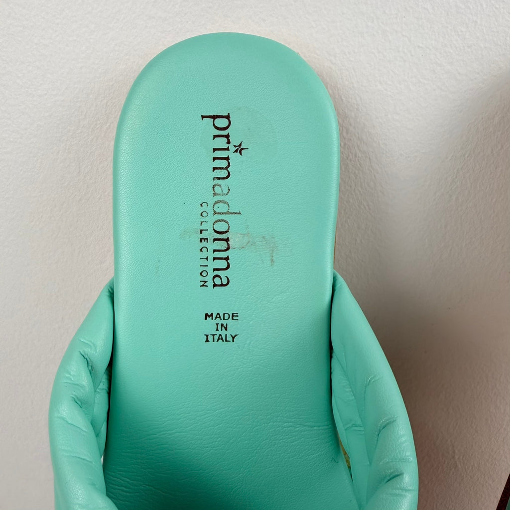 Primadonna Collection Sandals EU 38 Mint Green Leather Crossover Slide Italy - Image 9