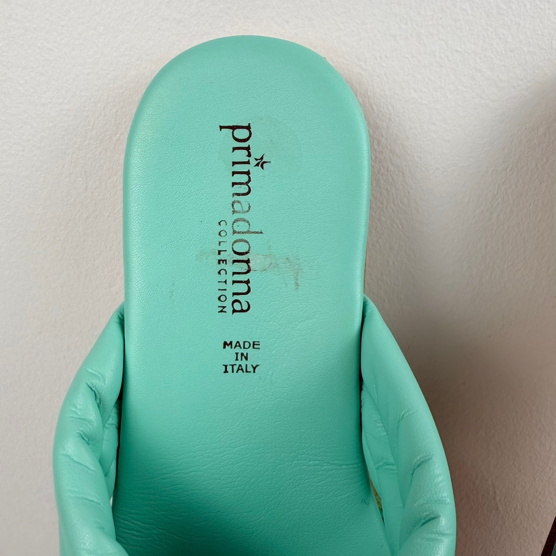 Primadonna Collection Sandals EU 38 Mint Green Leather Crossover Slide Italy - Image 9