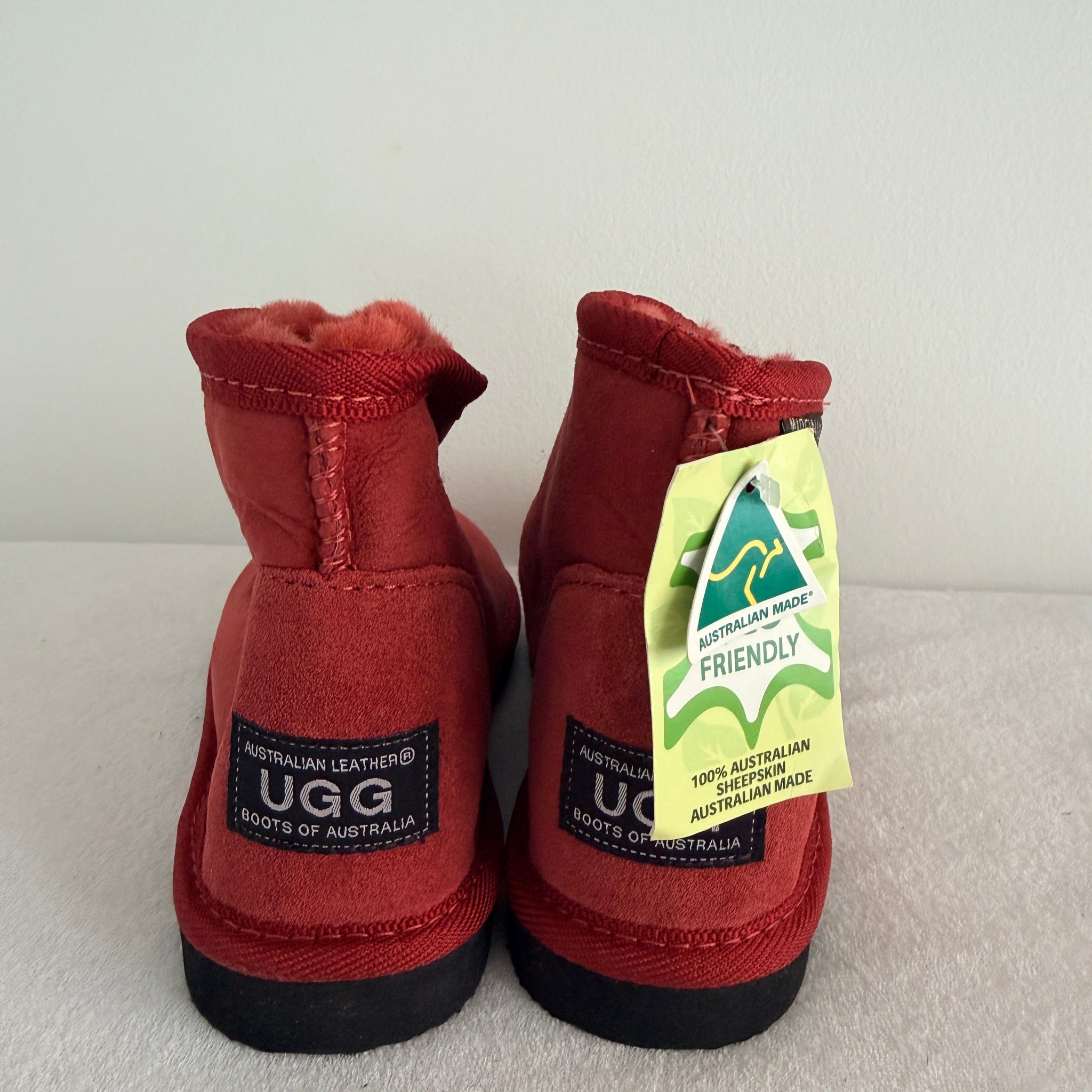 UGG Boots of Australia Ultra Mini Boots - Vibrant Red Genuine Sheepskin Size 4 AU - Image 4