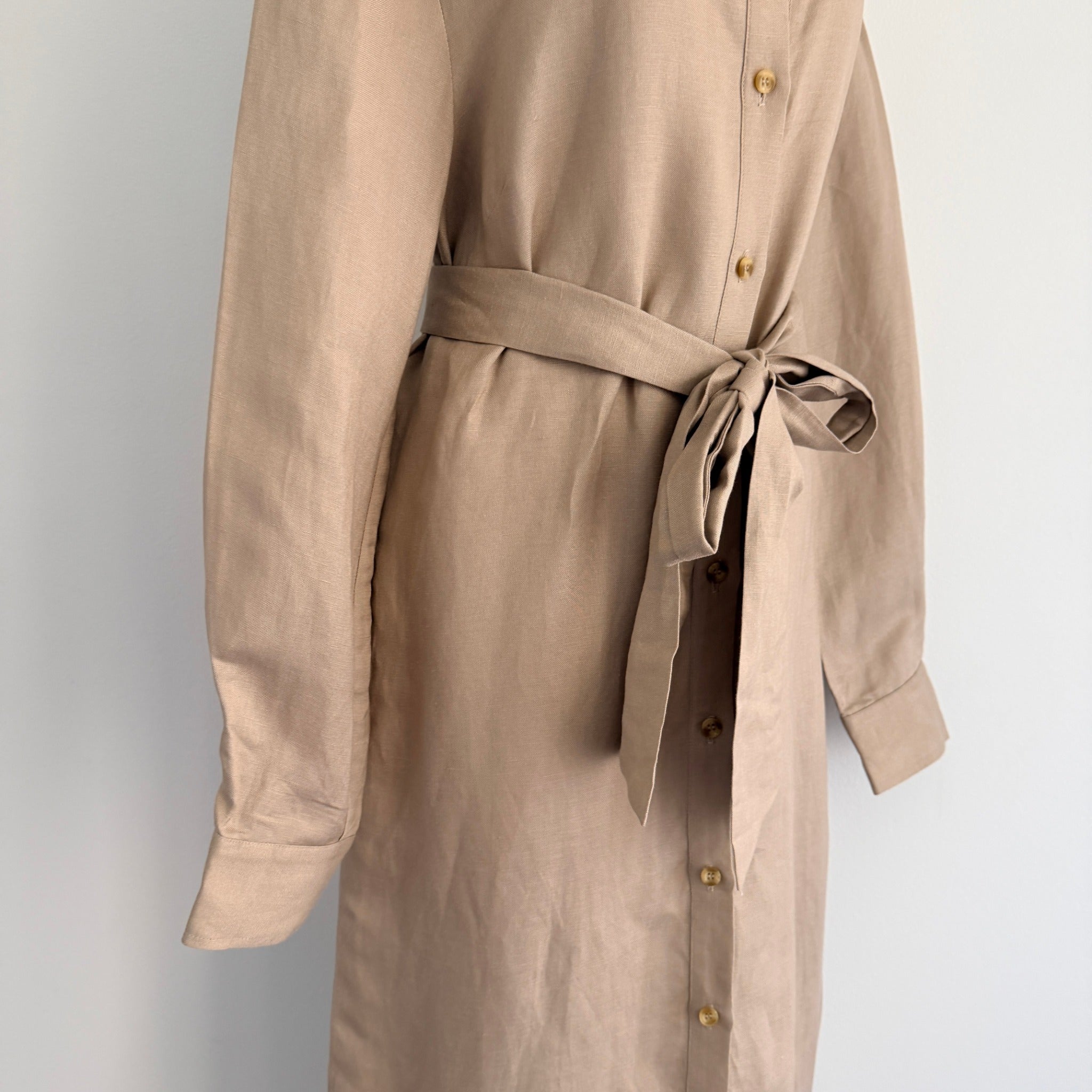 by WILLA Tan Long Sleeve Shirt Dress Belted Midi Size 8 Workwear BNWT - Image 10