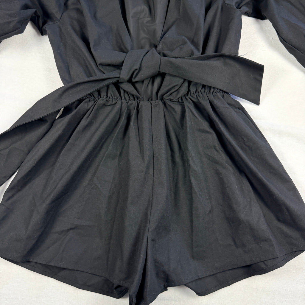 Tussah Katana Playsuit Black Linen Blend Tie Front Size 8 BNWT Party - Image 15