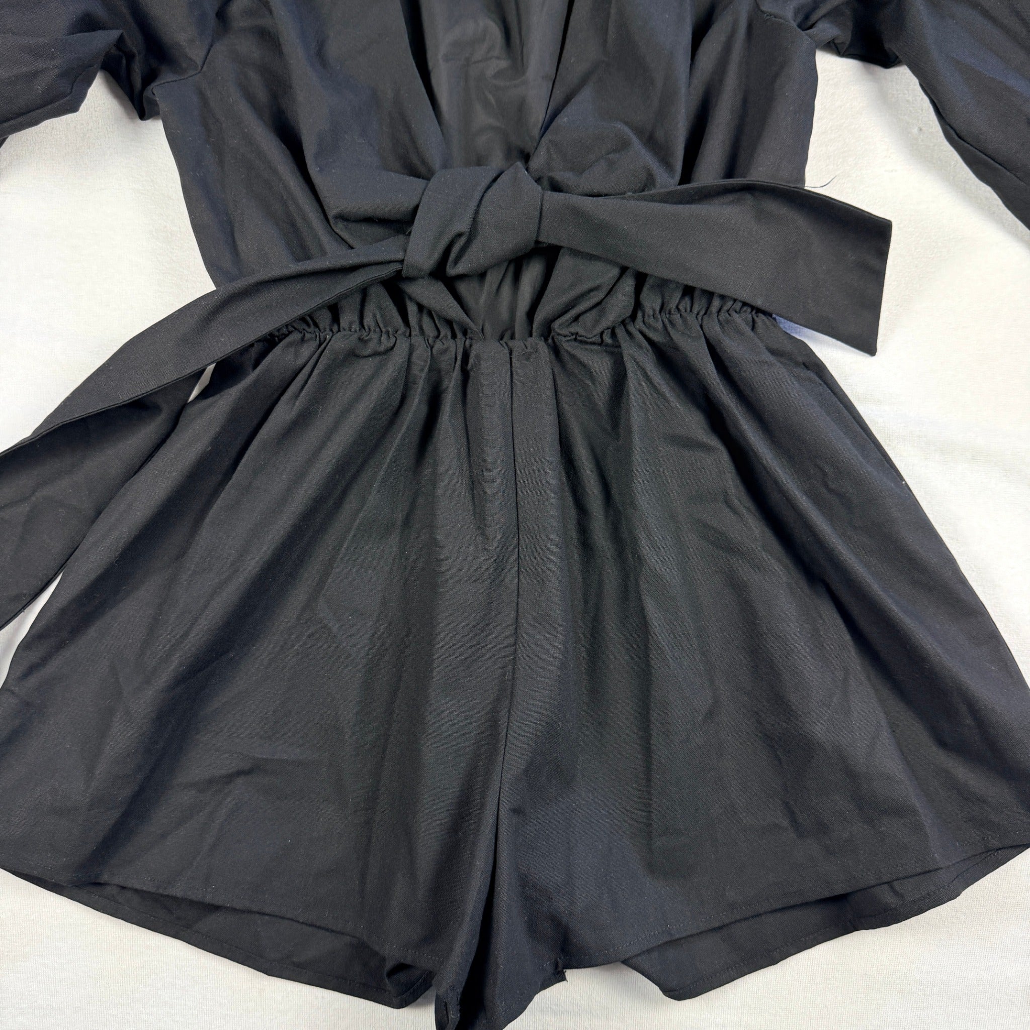 Tussah Katana Playsuit Black Linen Blend Tie Front Size 8 BNWT Party - Image 15