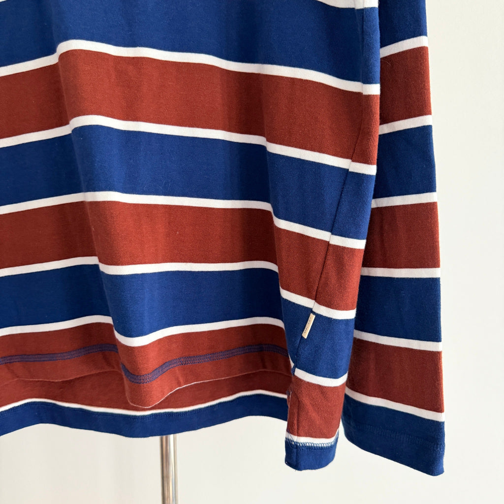 J.C. Lanyon Blue Red White Striped 100% Cotton Rugby Henley Shirt Size S Casual - Image 9