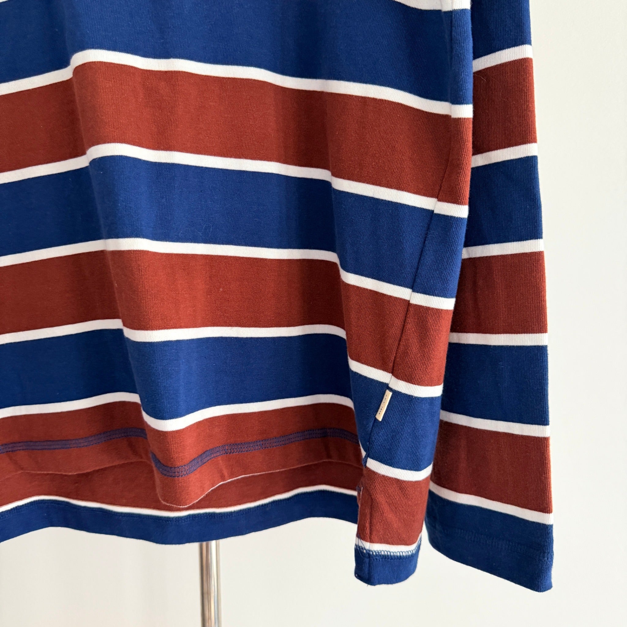 J.C. Lanyon Blue Red White Striped 100% Cotton Rugby Henley Shirt Size S Casual - Image 9
