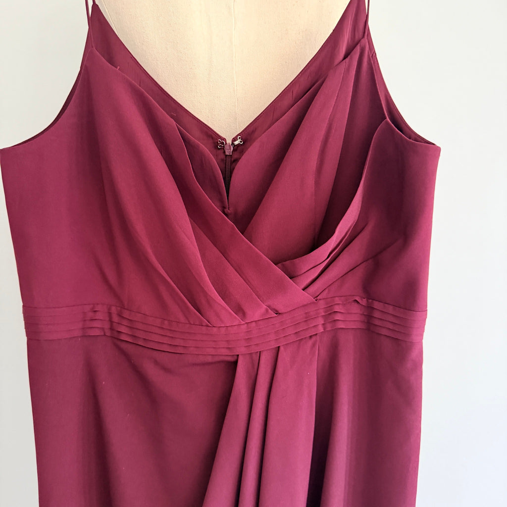 Portmans Signature Midi Dress Burgundy Draped Bodice Wrap Style Size 16 Party - Image 3