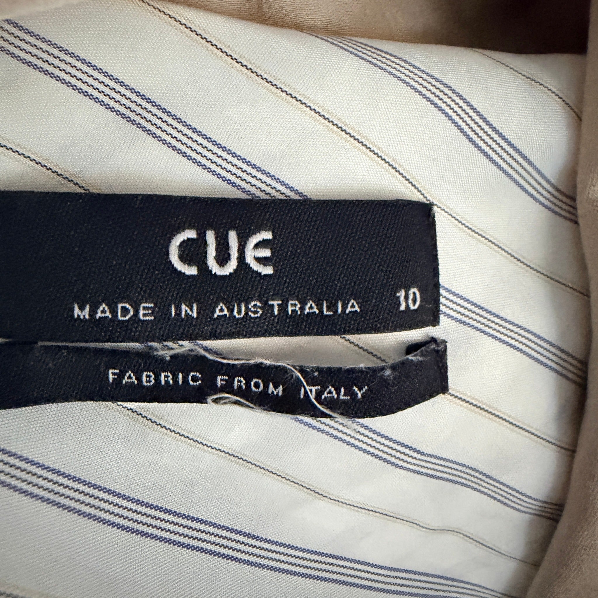Cue Short Trench Coat  Size 10 Beige Cotton Linen Double Breasted Made Australia - Image 6