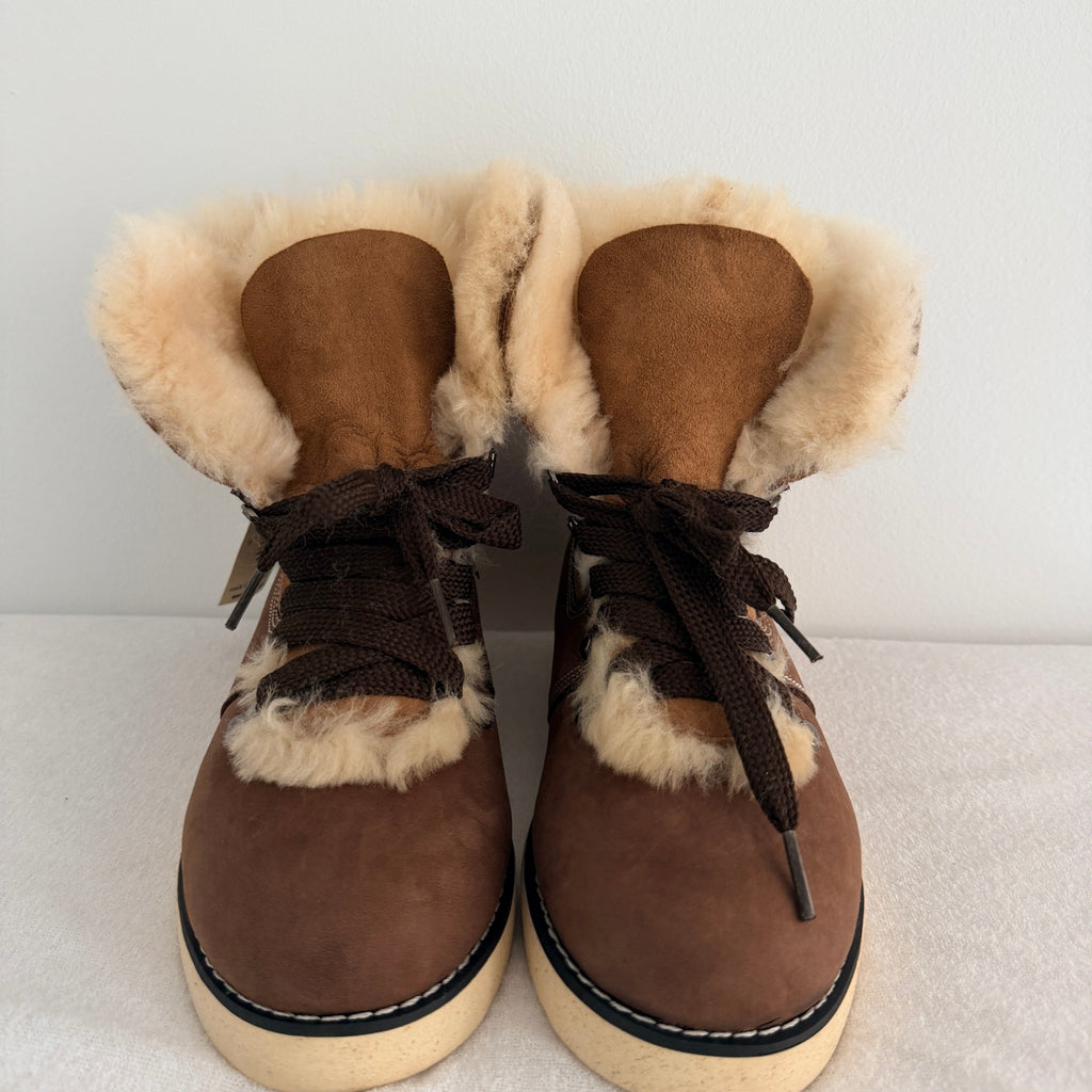 Ugg Boots Of Australia Lace-Up Boots Genuine Sheepskin Lined Brown Suede EU 36 - Image 3