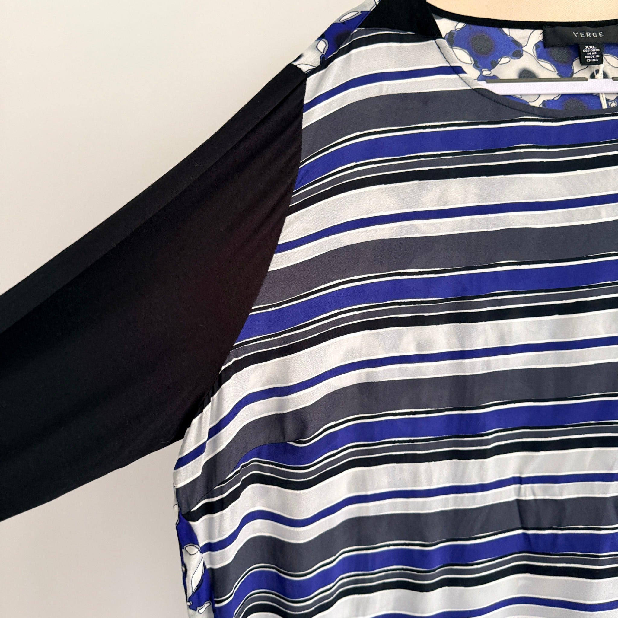 Verge Valen Top Blue Striped Viscose Blouse Womens Size XXL Designer BNWT - Image 8