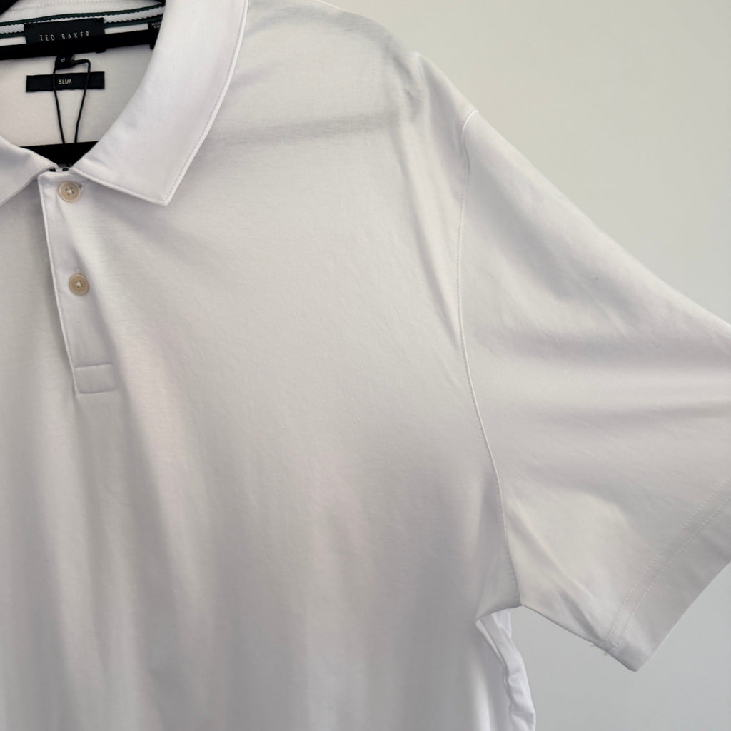 Ted Baker Zeiter Polo Shirt White Cotton Slim Fit Size 6 2XL Smart Casual BNWT - Image 10