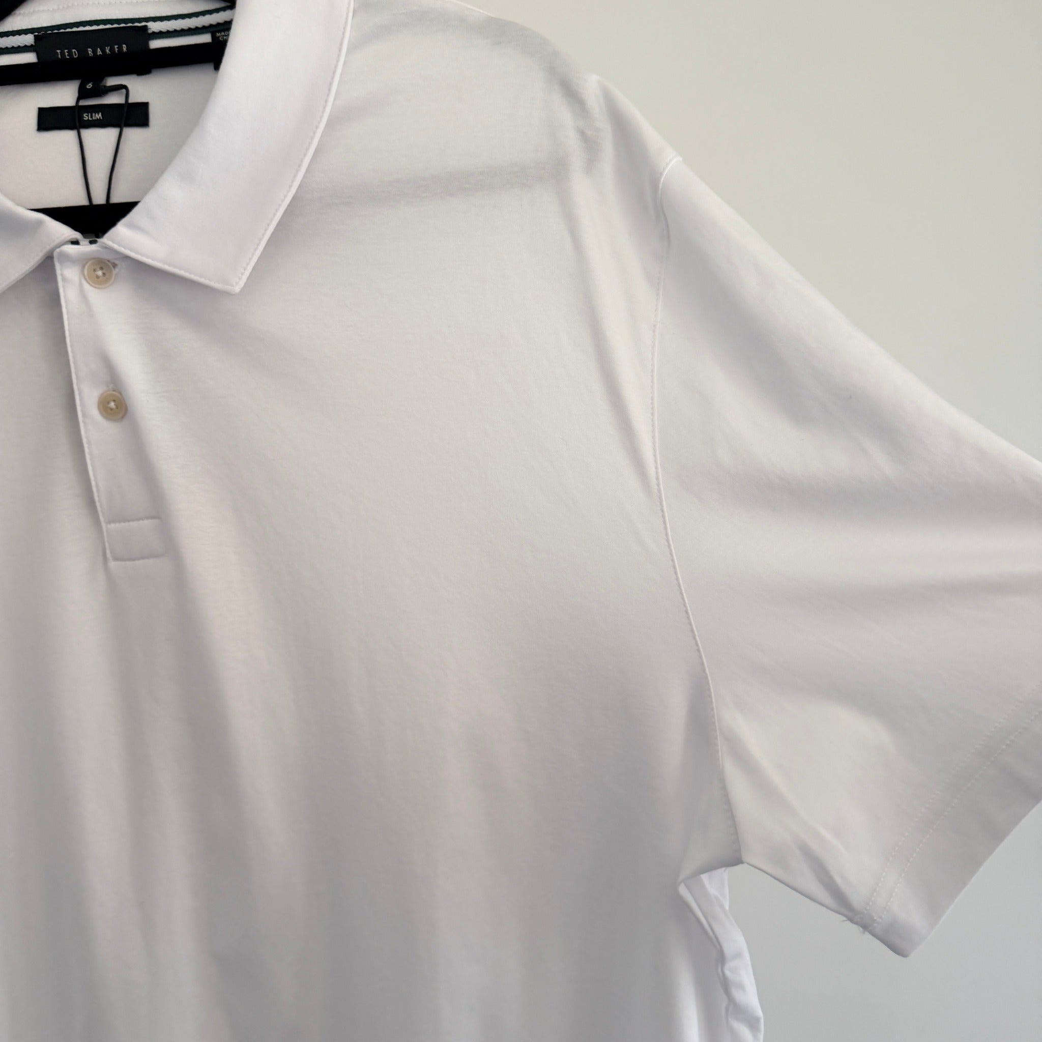 Ted Baker Zeiter Polo Shirt White Cotton Slim Fit Size 6 2XL Smart Casual BNWT - Image 10