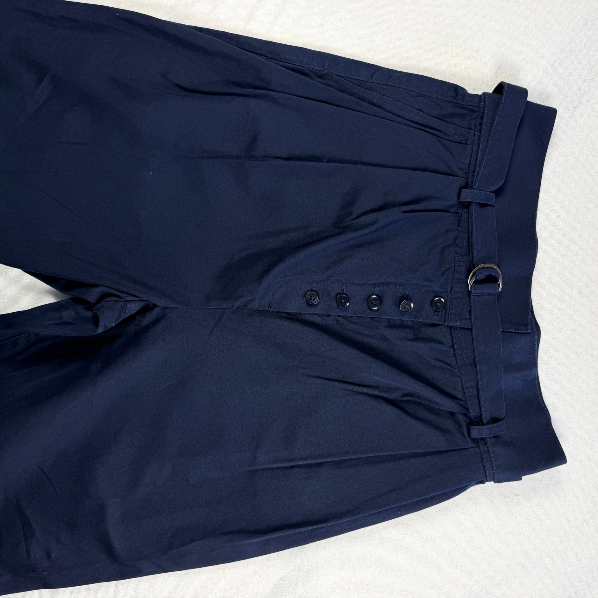 Scanlan Theodore Navy Belted High Waist Tapered Pants Sz 12 Cotton Blend - Image 17