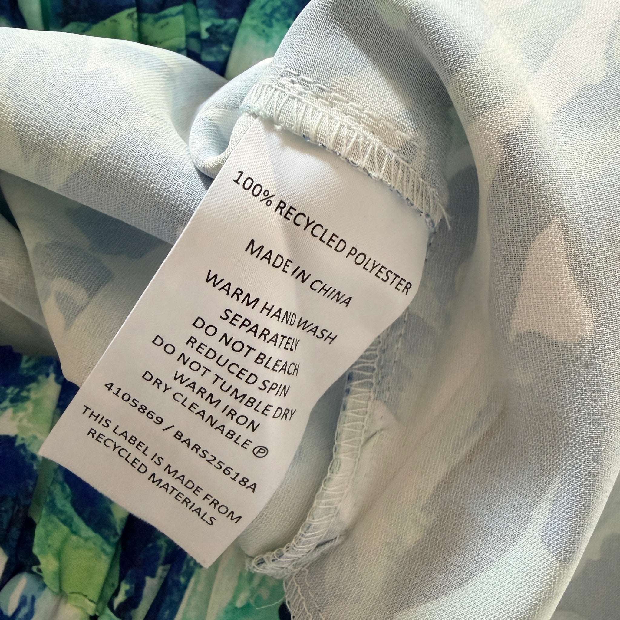 Basque Sz 14 Blue Green Abstract Print Recycled Wide Leg Pants Resort - Image 4