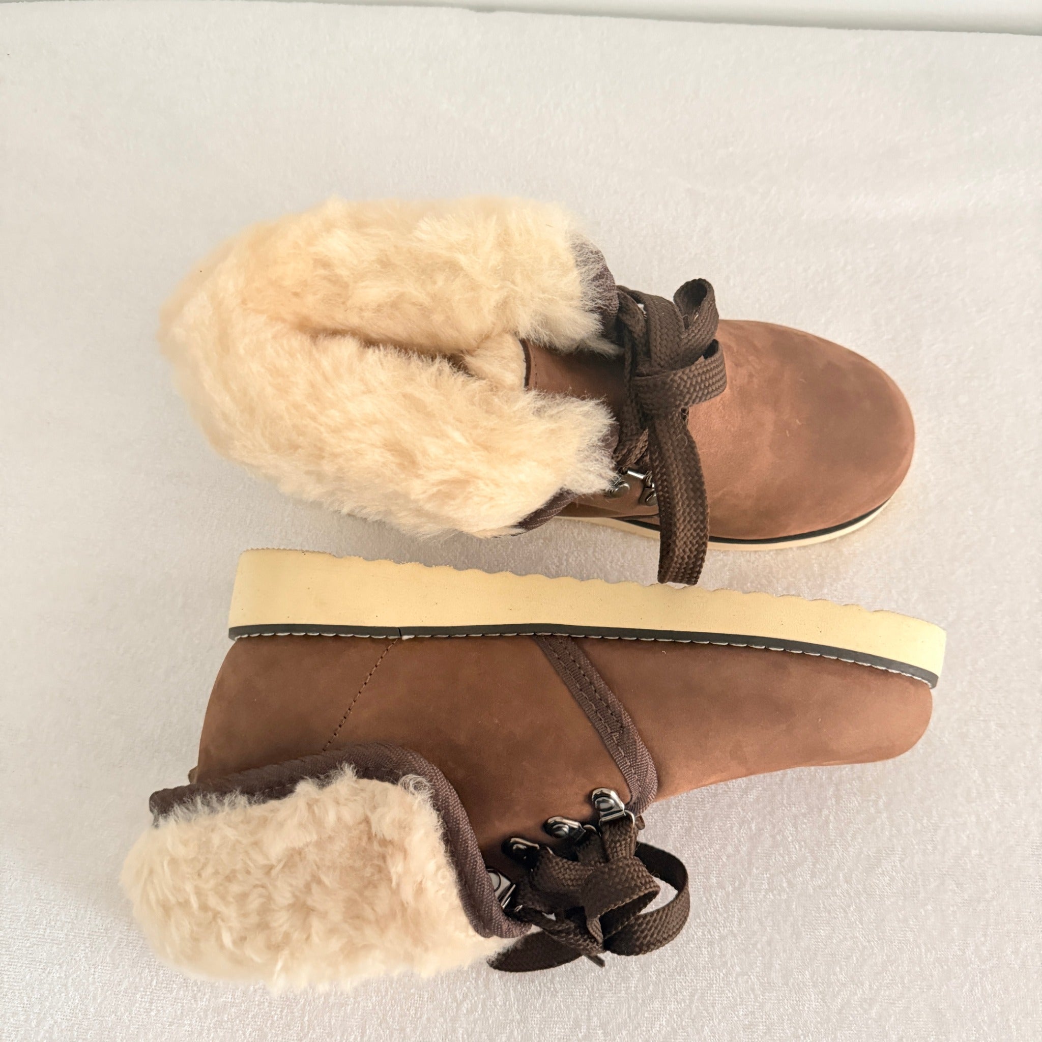 Ugg Boots Of Australia Lace-Up Boots Genuine Sheepskin Lined Brown Suede Sz 5 - Image 22