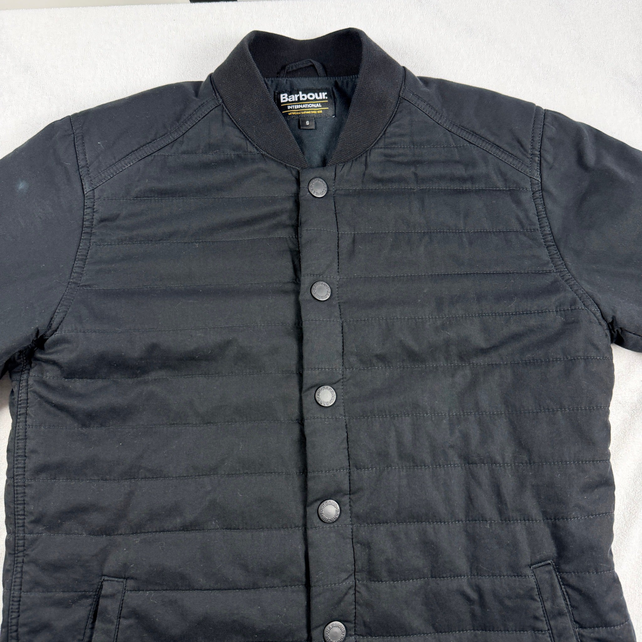 Barbour International Quilted Mens Jacket Black Size S Classic Style - Image 9
