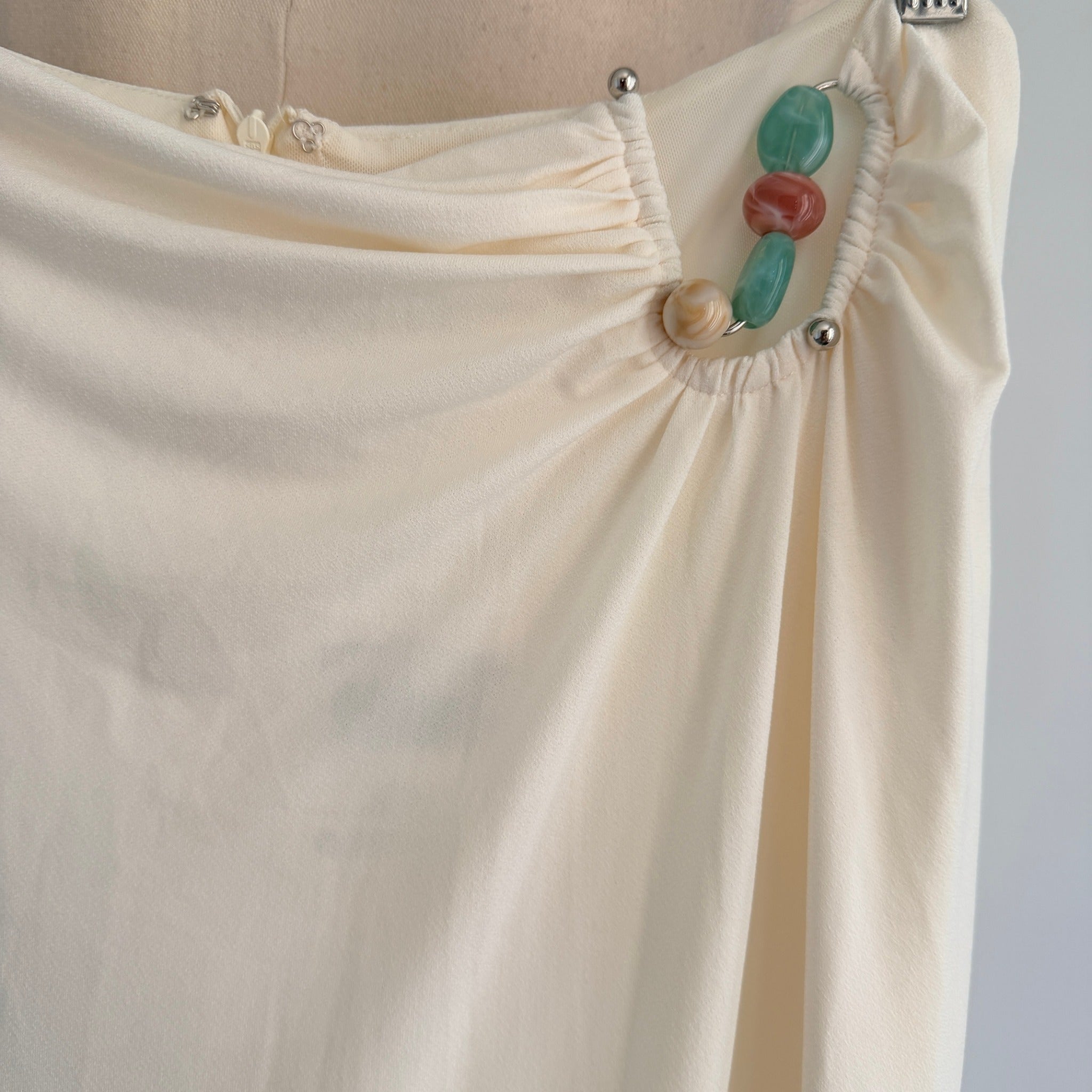 Tussah Sawyer Maxi Skirt Sz 12 Cream Polyester Draped Beaded Detail Event NWT - Image 10