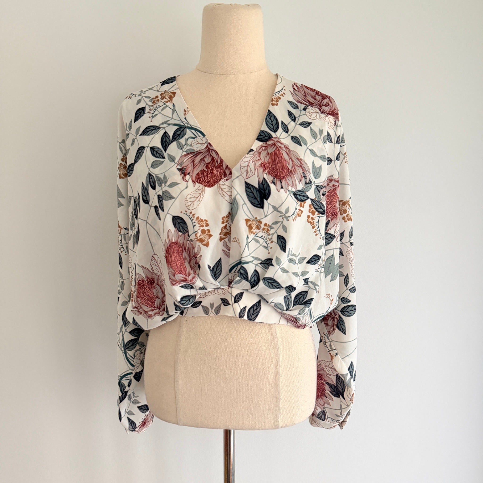 Sheike Floral Print Long Sleeve Wrap Top - Image 1
